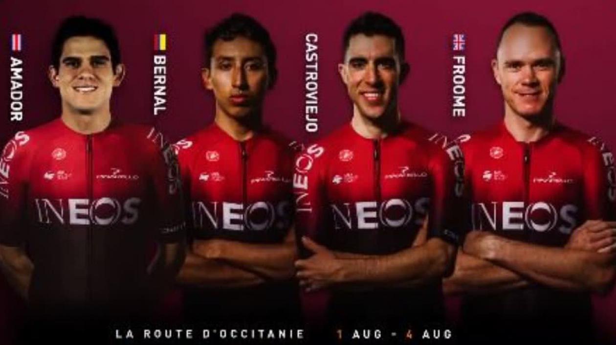 Egan Bernal y Chris Froome, en el grupo del Ineos.