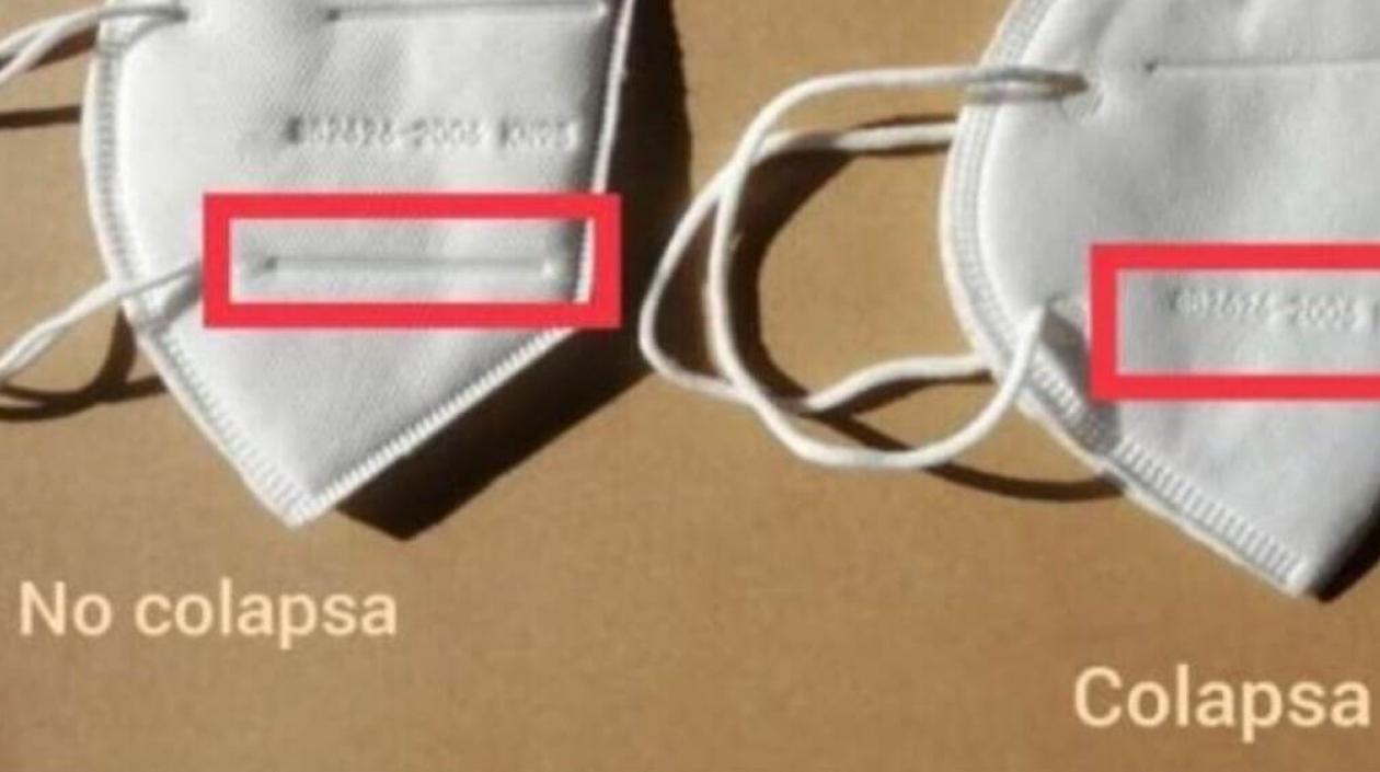 Mascarilla con el error de diseño.