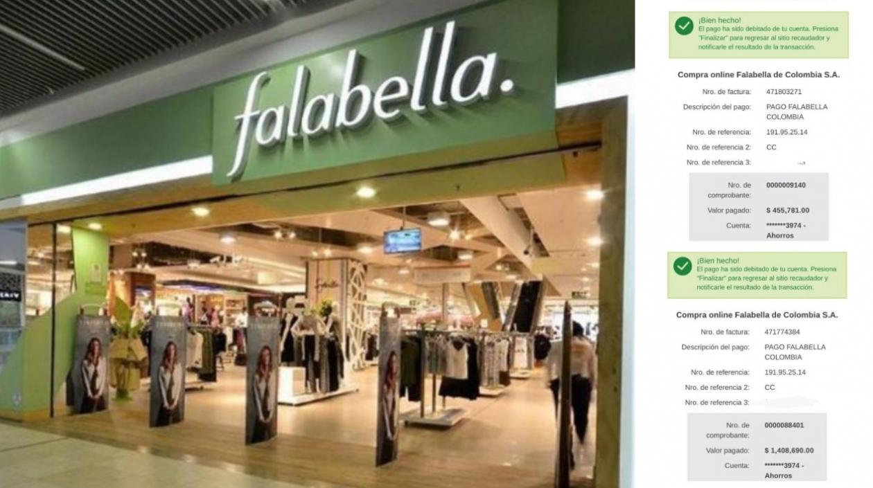 Falabella y comprobantes de las compras.