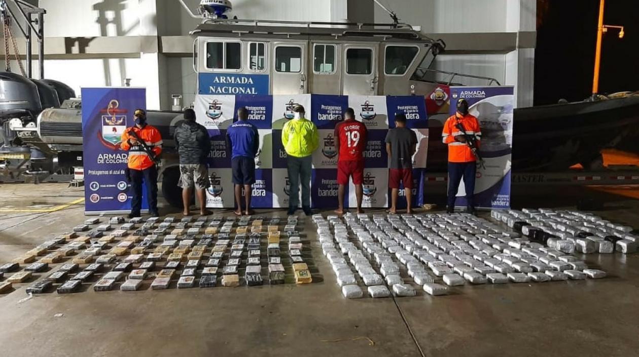 Droga incautada en el Mar Caribe.