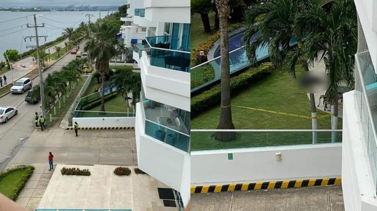 Glennis Baloyes Pérez quedó muerta en el antejardín del edificio.