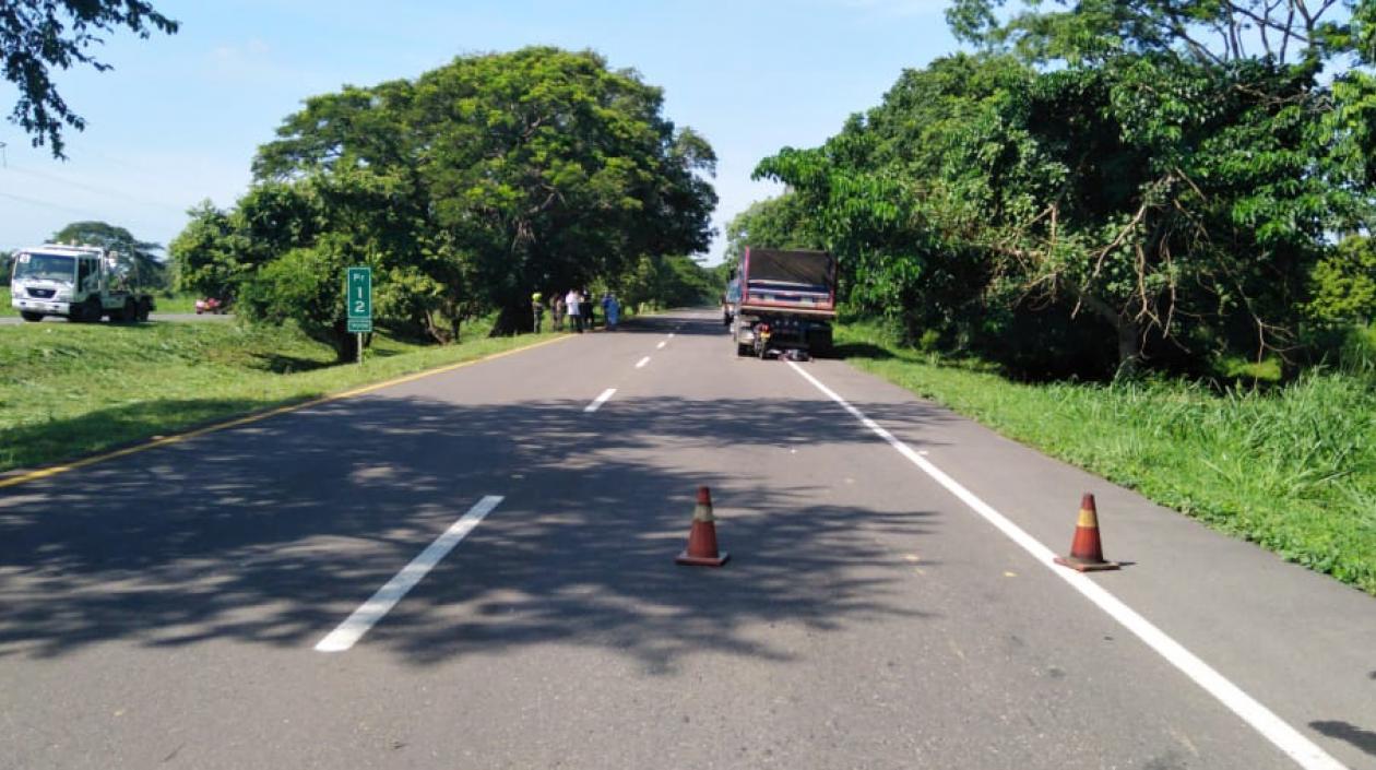 Lugar donde ocurrió el accidente, en la vía Cartagena- Bayunca.