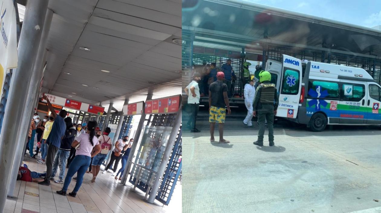 El hombre se desplomó dentro de la estación y fue llevado en ambulancia a una clínica cercana.