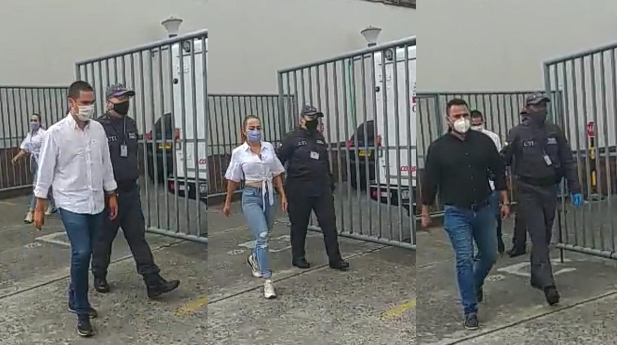 Alcalde de La Victoria (Valle del Cauca), Mario Alejando Reyes;la contratista María Borinque Guevara y el Secretario de Gobierno, Jaime Vivas.