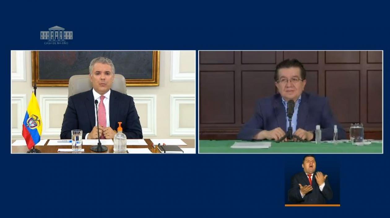 Presidente Iván Duque y Ministro de Salud Fernando Ruíz
