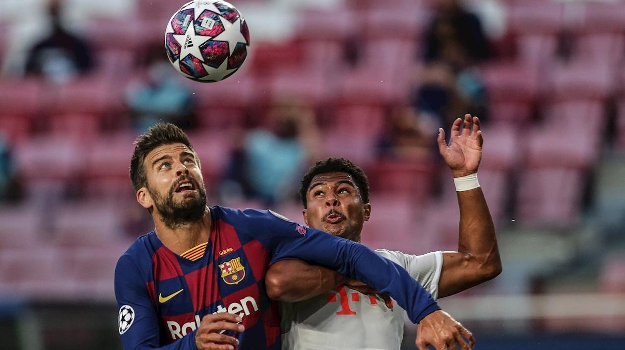 Gerard Piqué en el partido ante el Bayern.
