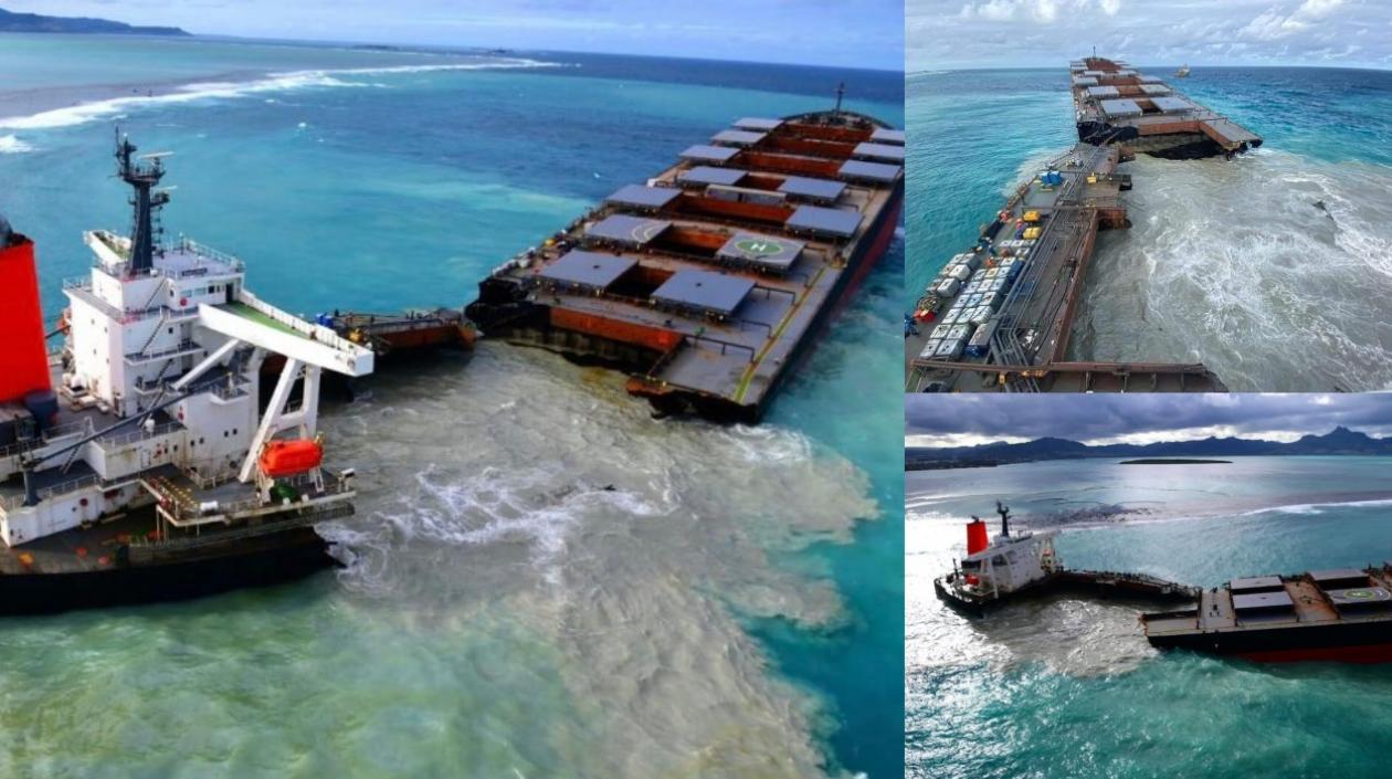 Así se partió en dos el buque.