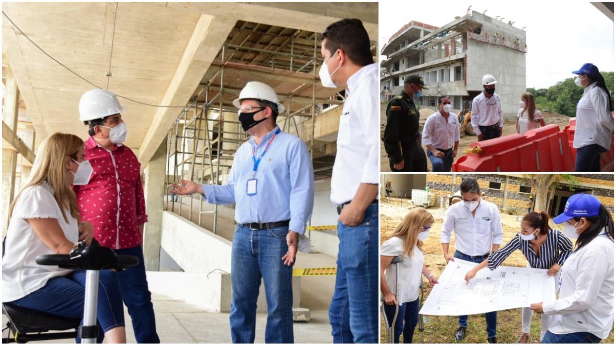 La Gobernadora en las tras obras en construcción en Sabanalarga.