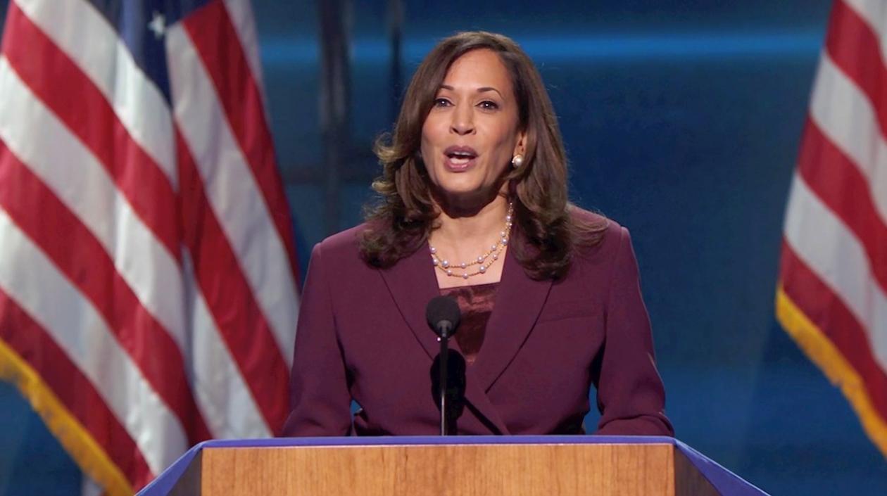 Kamala Harris durante su intervención en la convención.