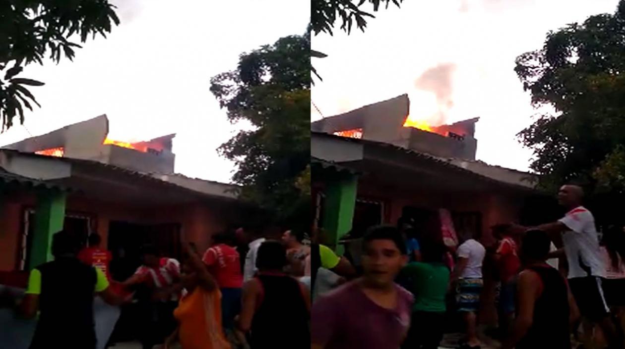 Momento del incendio.