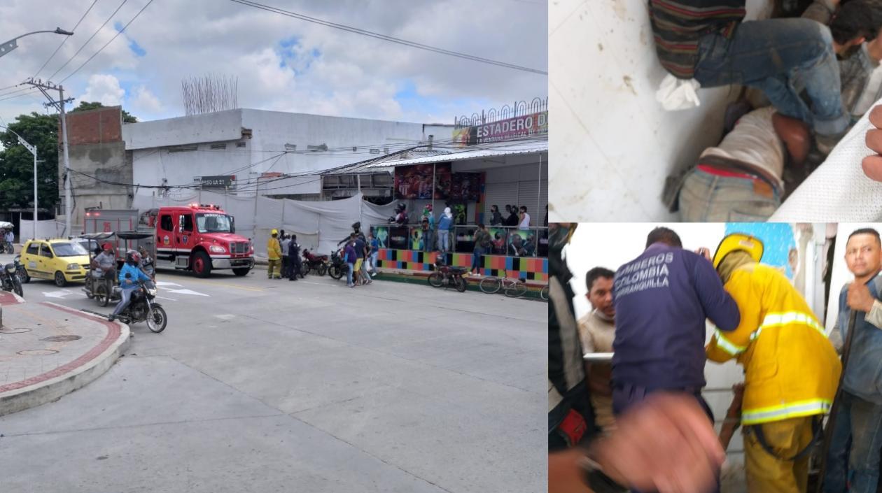 Momento del rescate del obrero.