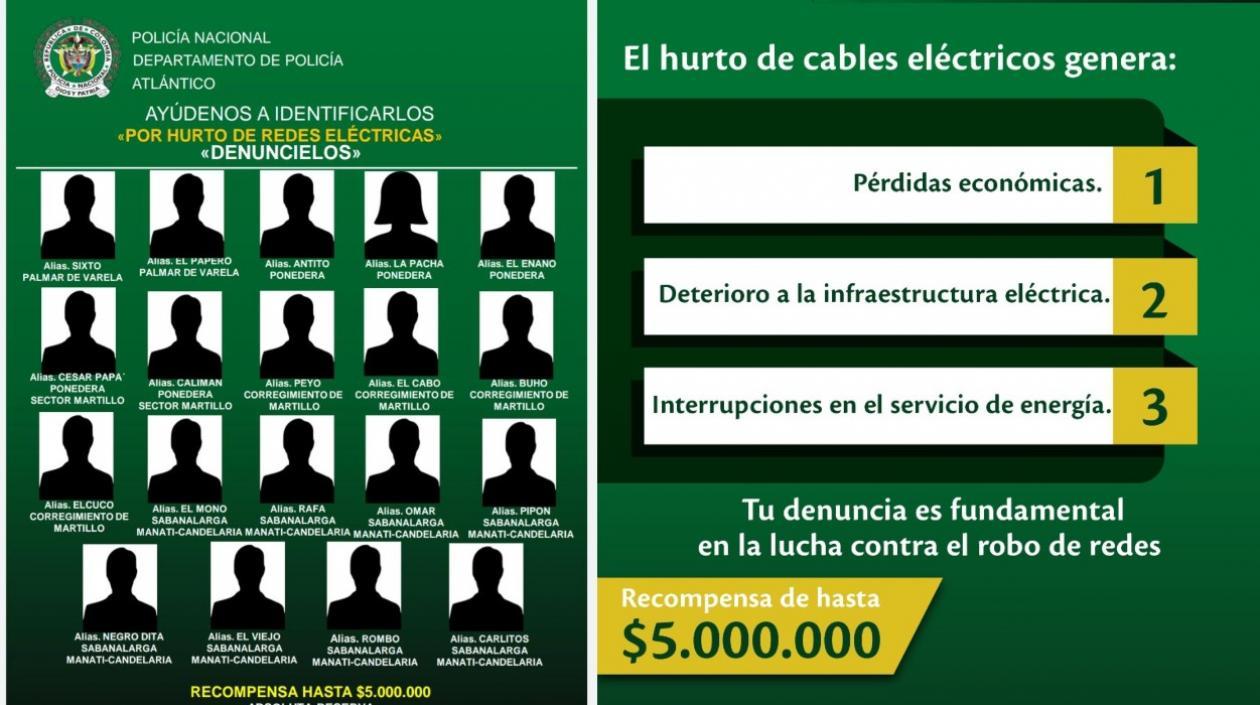 El cartel de los más buscados.