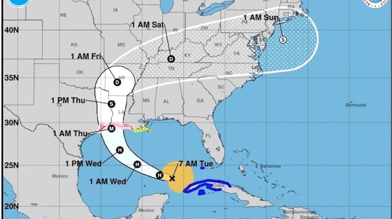 Trayectoria del huracán Laura.