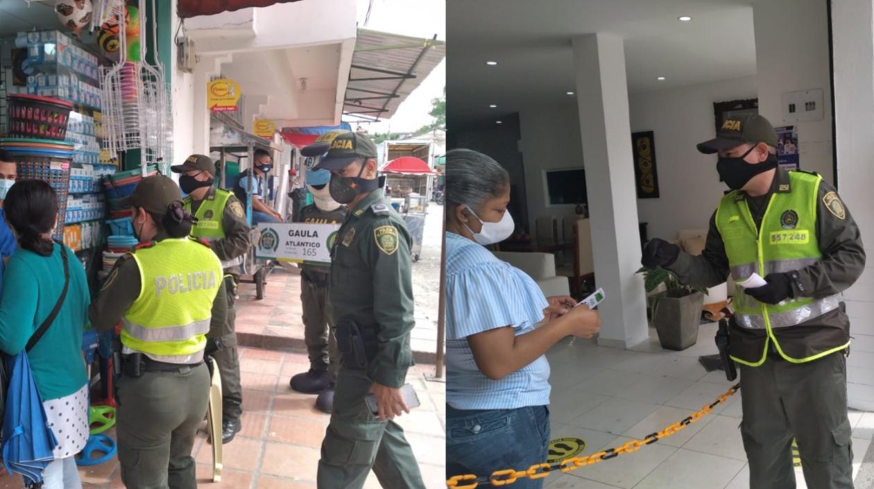 Entrega de volantes en el sector comercial de Sabanalarga.