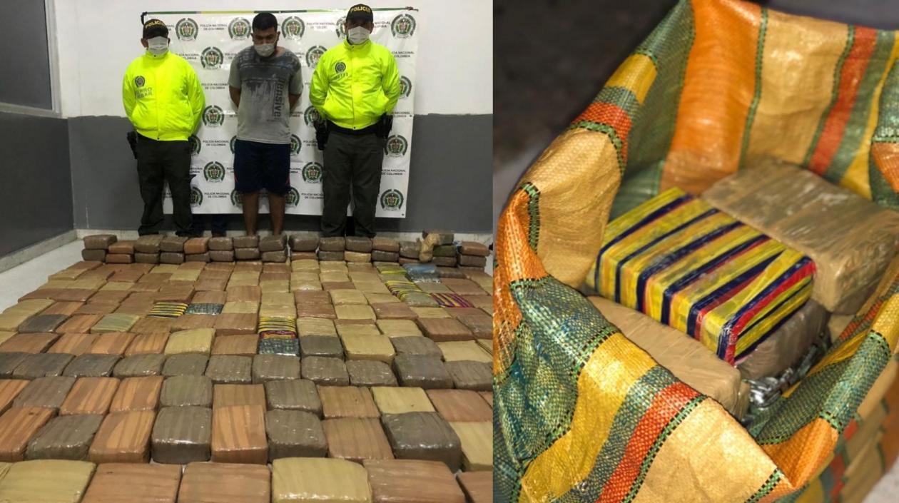 Droga incautada por la Policía en el barrio Santa María.