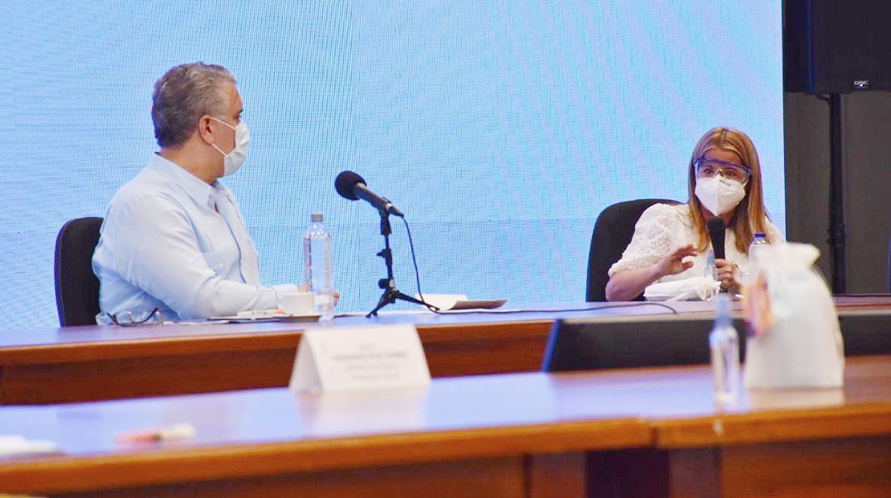 El Presidente Iván Duque y la Gobernadora Elsa Noguera.