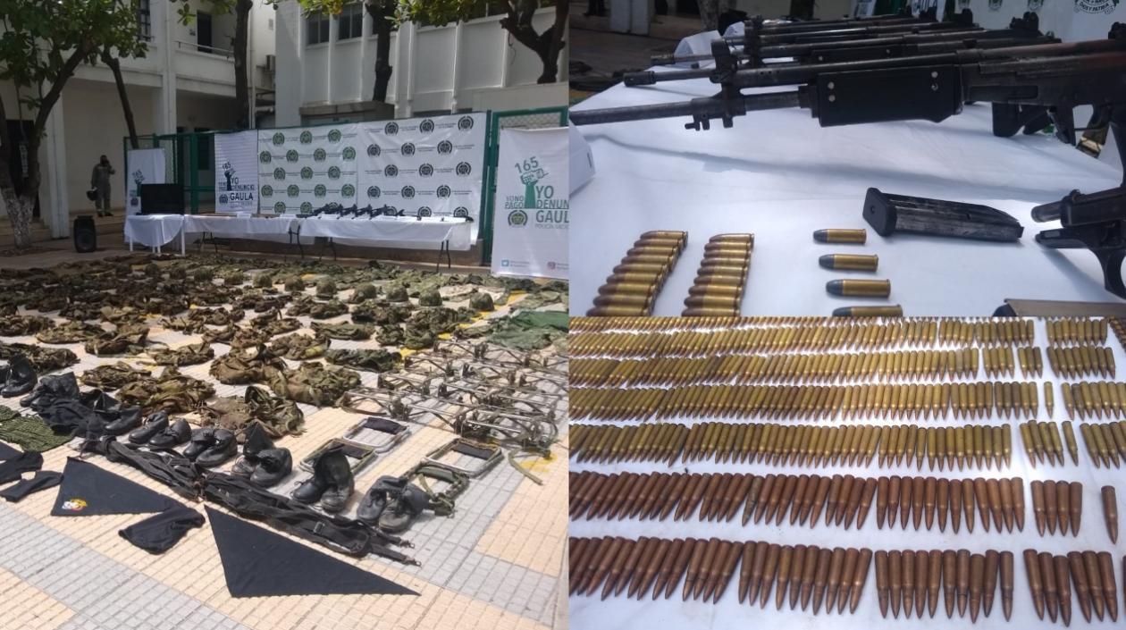 Arsenal de guerra hallado en la Sierra Nevada de Santa Marta.