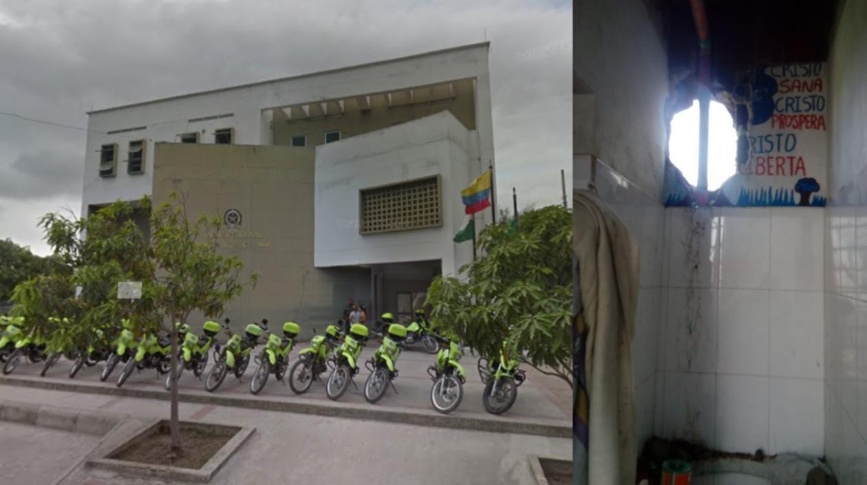 Los cuatro capturados se volaron por este hueco que hicieron en la celda de la Estación de Policía de Soledad 2000.