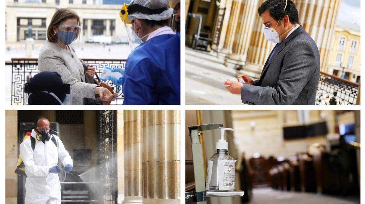 Algunas imágenes del protocolo aplicado en la sesión presencial del 27 de agosto.