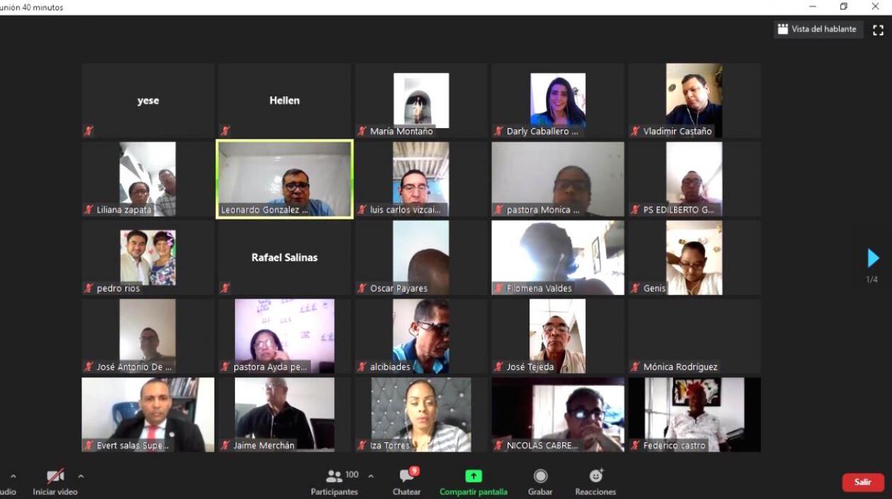 Reunión virtual para socializar los protocolos.