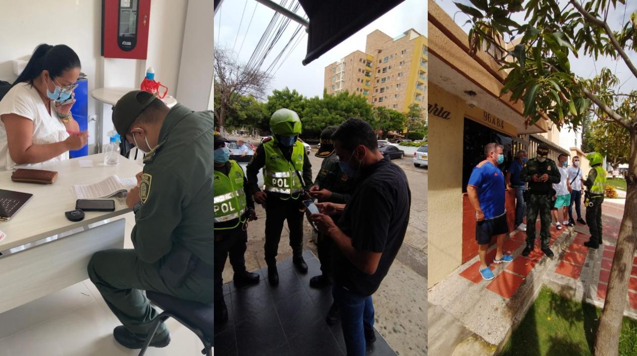 Momento en que la Policía colocaba los comparendos. 