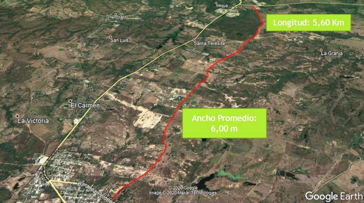 Trayecto de la vía alterna.