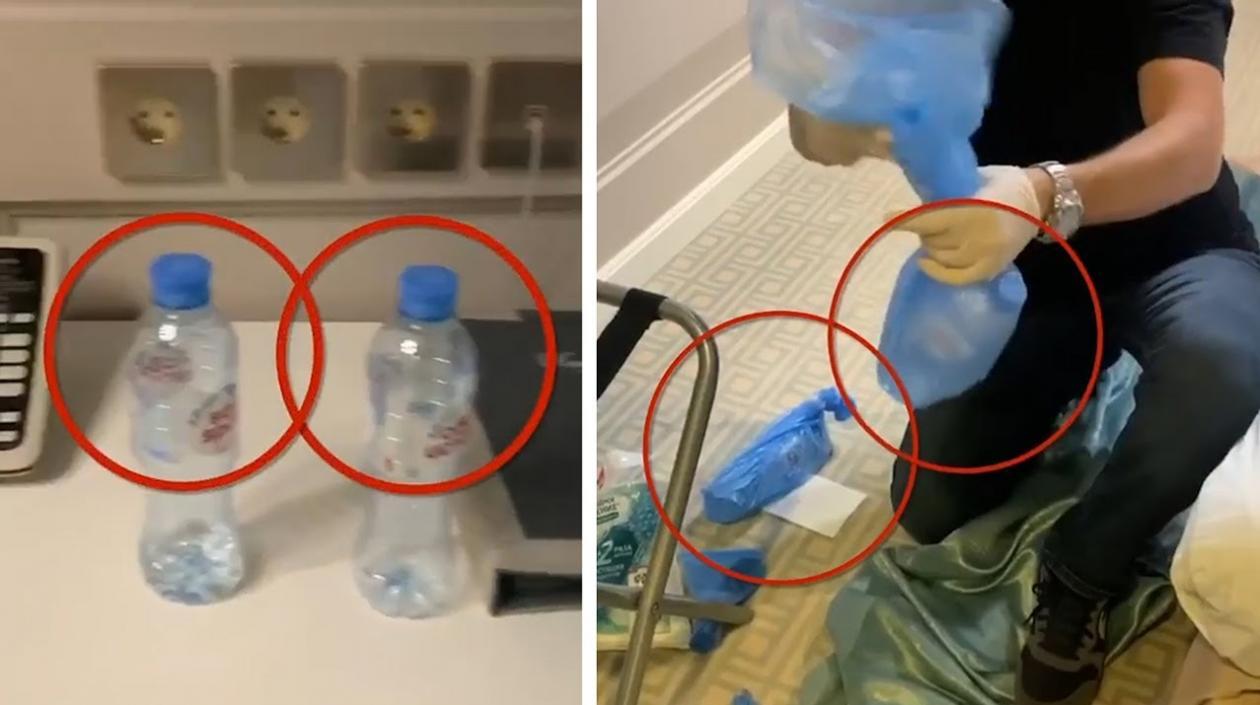 Las botellas en la habitación del Navalni fueron recogidas por su equipo para el análisis.