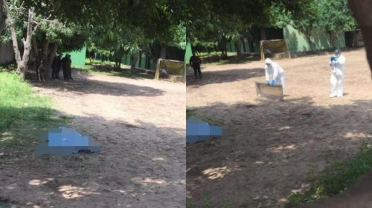 El CTI de la Fiscalía realizó la inspección del cuerpo al interior del colegio. 