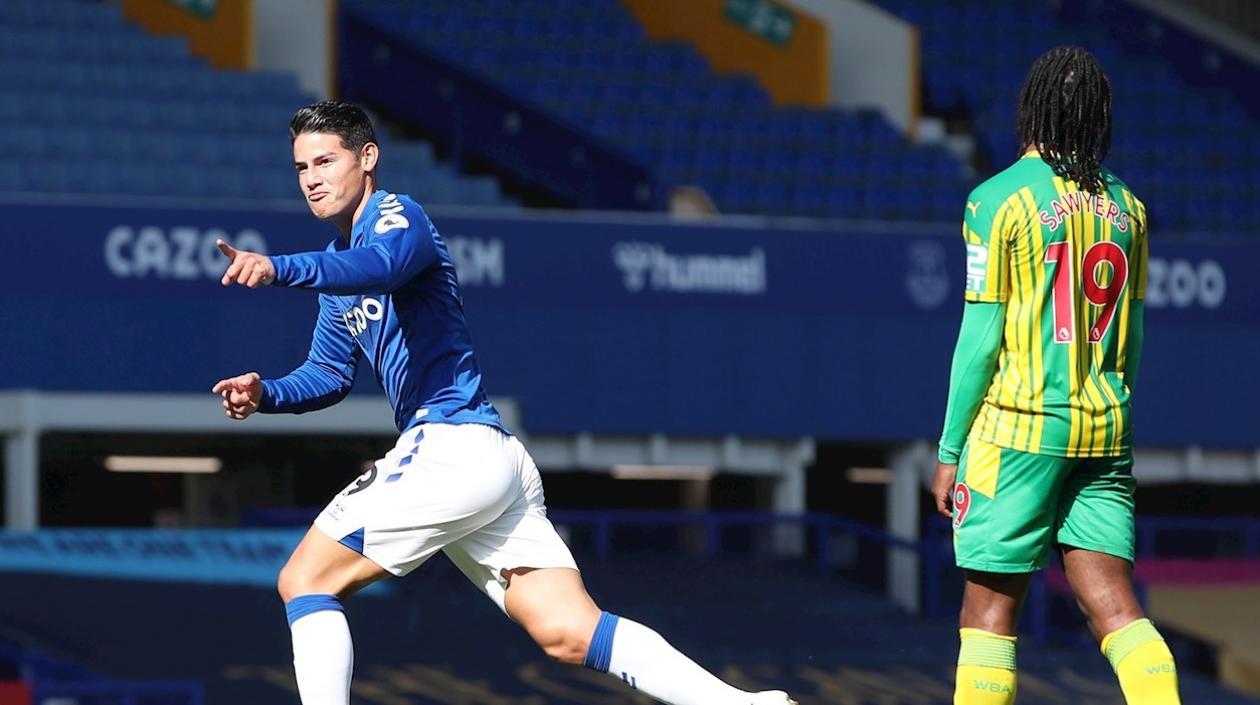 James Rodríguez celebra su gol. 