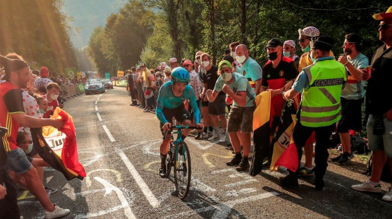 Miguel Ángel 'Superman' López, ciclista colombiano, durante la contrarreloj. 