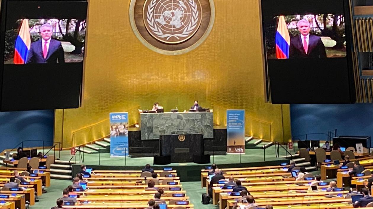 Momento del mensaje de Iván Duque.