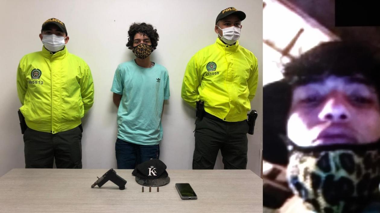 Alias 'Pichurria' tras ser capturado y una foto cuando manipulaba un celular hurtado y el aparato le tomó esta imagen. 