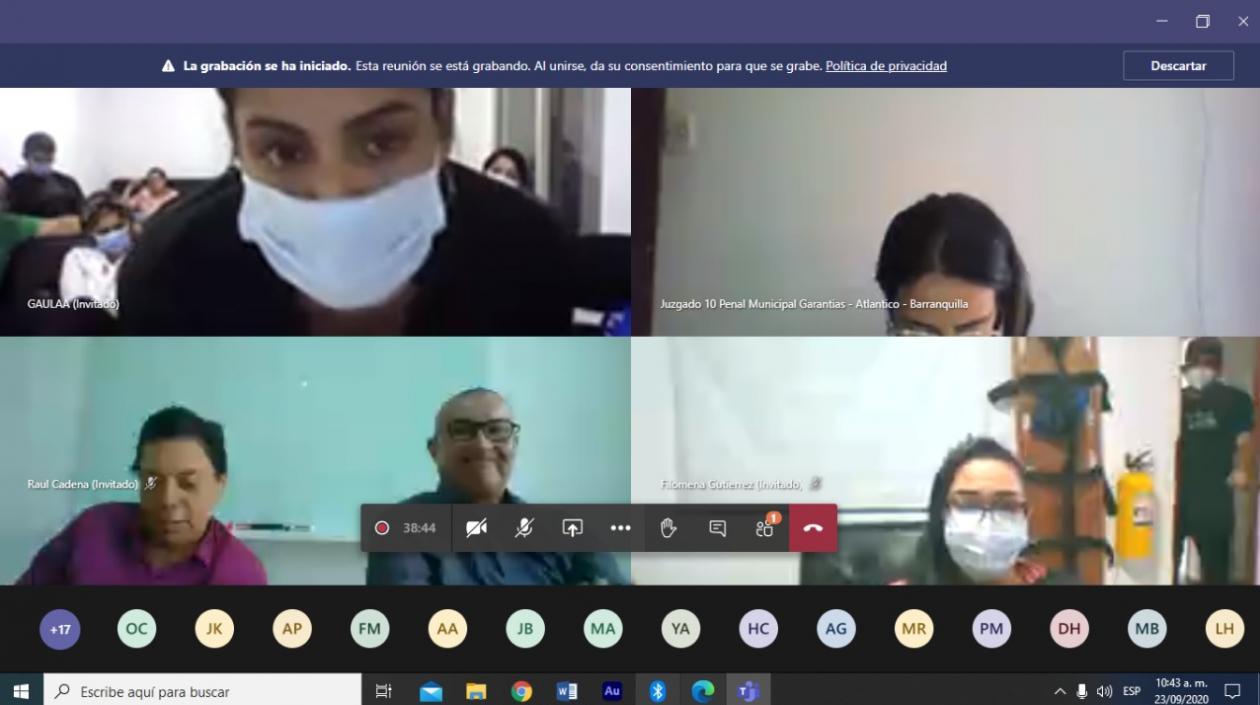 Aspecto de la audiencia virtual en el caso de la presunta defraudación de Colpensiones. 