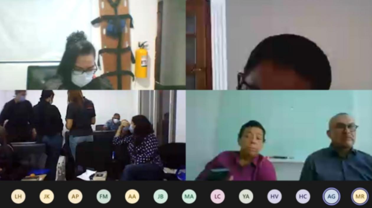 Aspecto de la audiencia virtual de formulación de imputación por el caso de Colpensiones. 