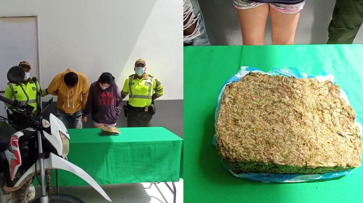 La pareja fue sorprendida con medio kilo de marihuana. 