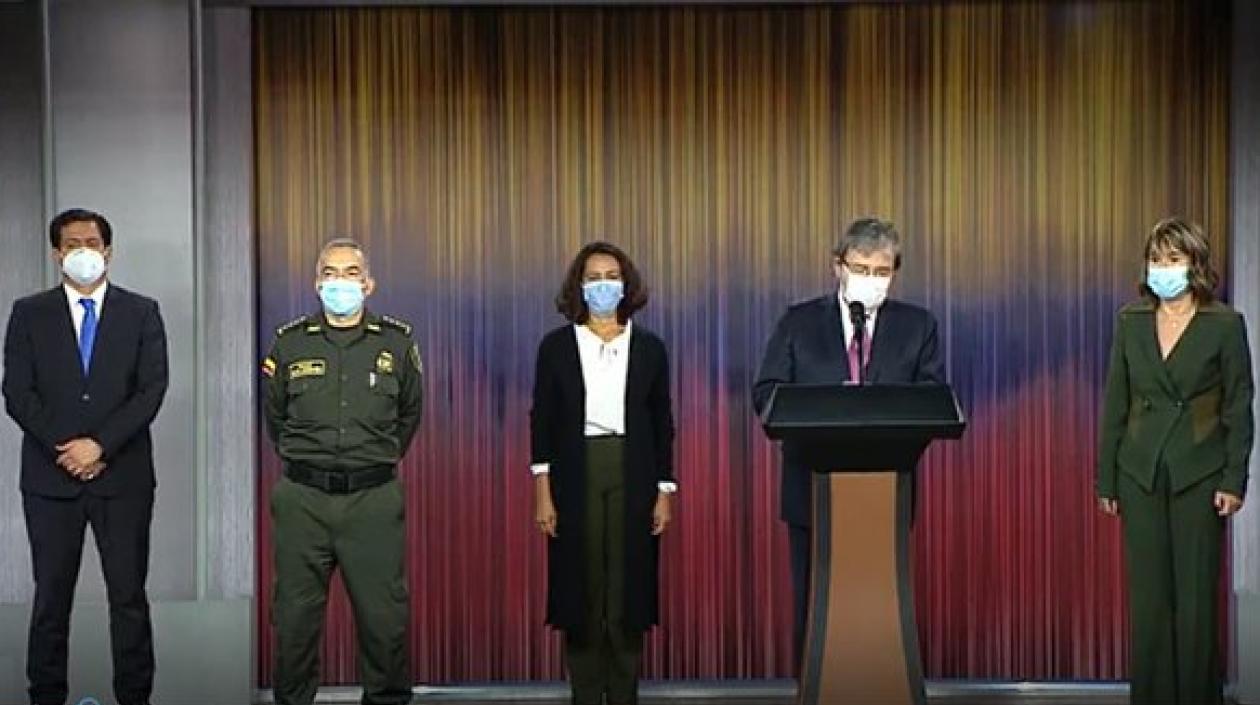 Ministro de Defensa, Carlos Holmes Trujillo, en su declaración pública este miércoles.