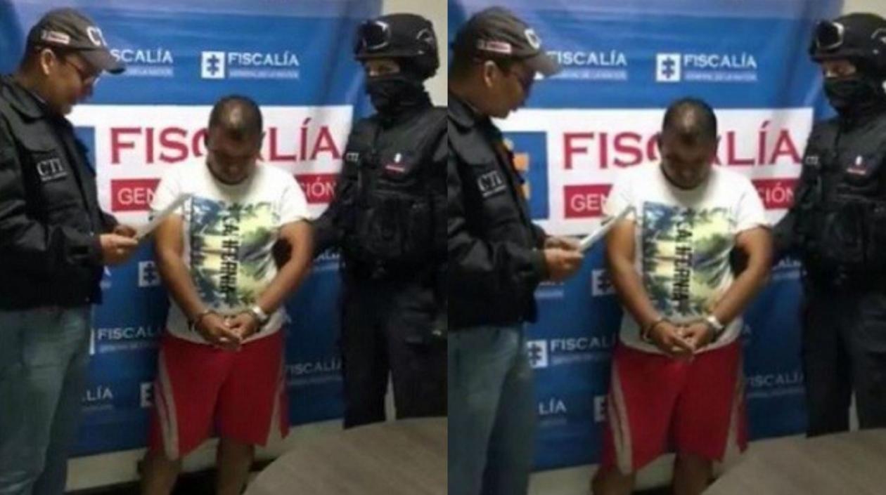 Jader Ocampo Loaiza cuando fue capturado por el CTI de la Fiscalía. 