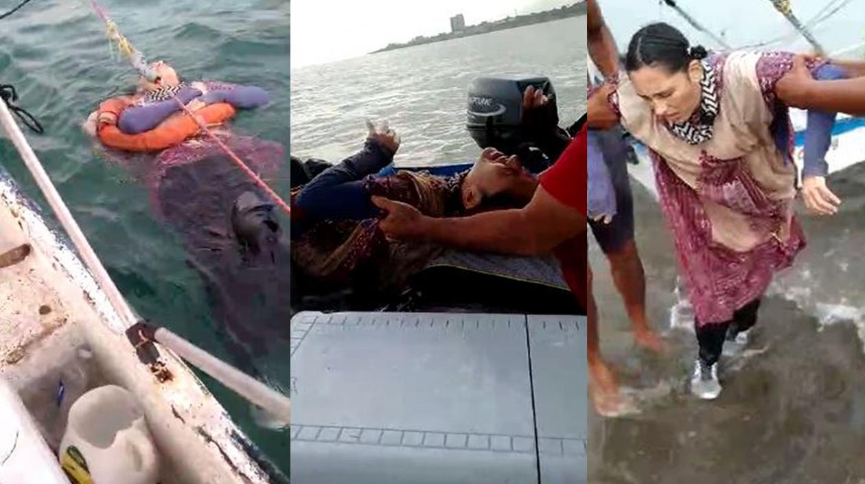 La mujer fue rescatada a más de 2 kilómetros de las playas de Salgar.