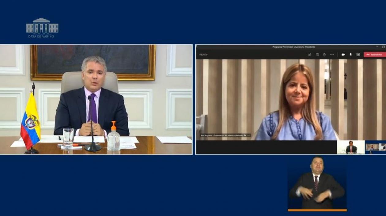 Presidente Iván Duque y Elsa Noguera, Gobernadora del Atlántico.