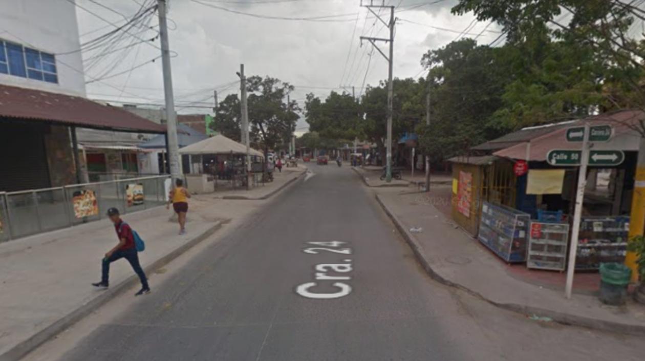 Carrera 24 con calle 50, lugar donde ocurrió la balacera. 
