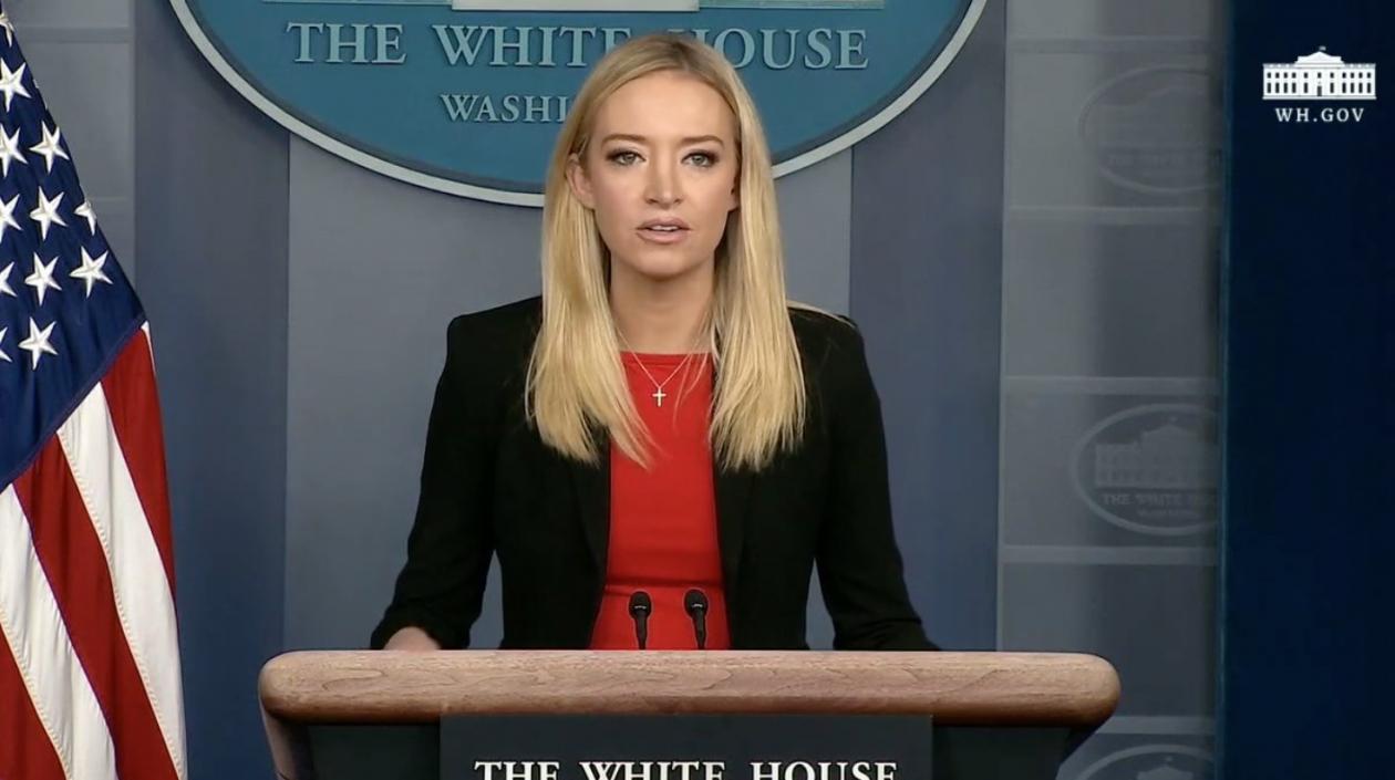 La portavoz de la Casa Blanca, Kayleigh McEnany, durante una rueda de prensa.