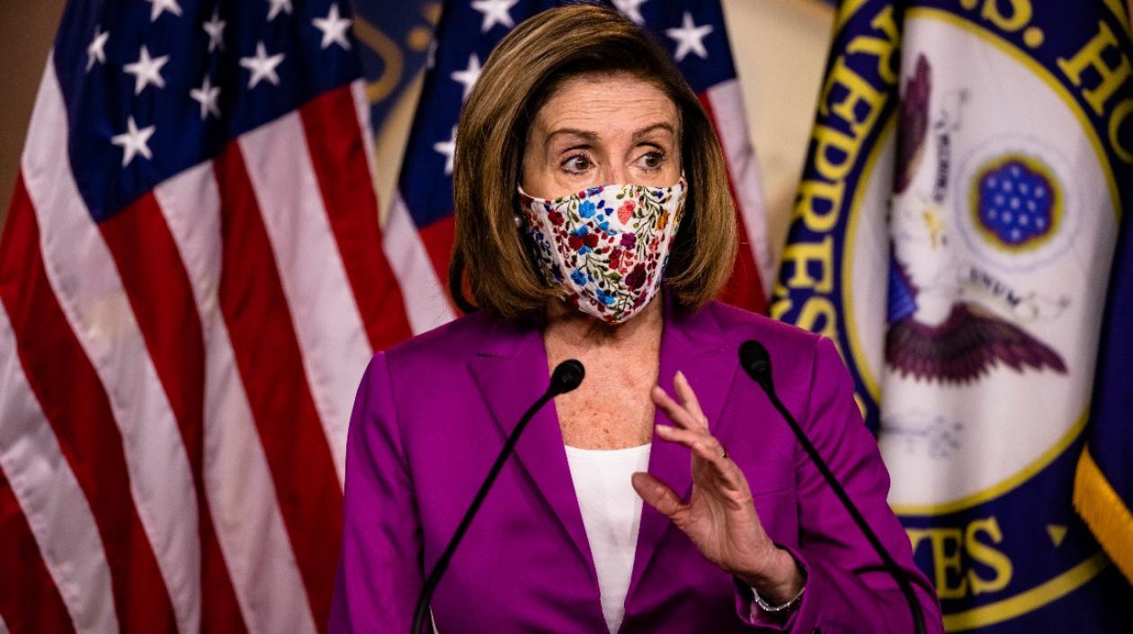 La presidenta de la Cámara de Representantes, Nancy Pelosi, durante una conferencia de prensa en el Capitolio de los Estados Unidos en Washington, DC, Estados Unidos..