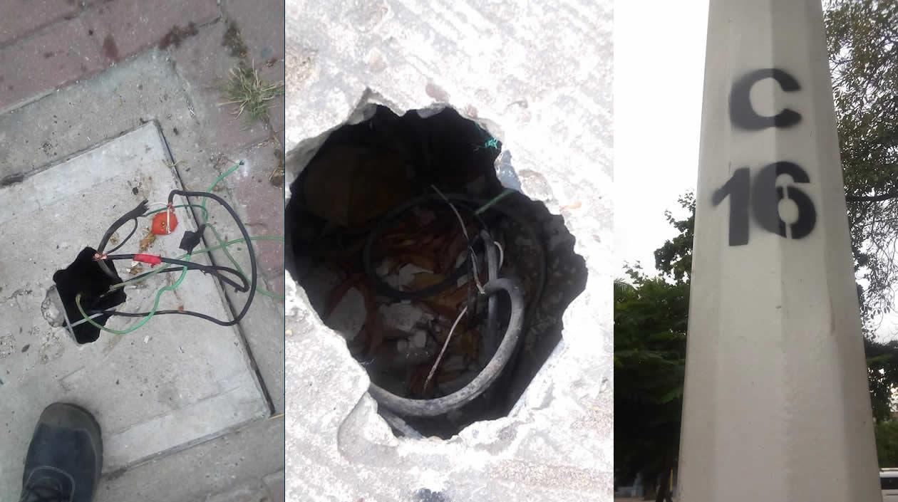 Los daños causados por la delincuencia en el sistema de alumbrado púbico.