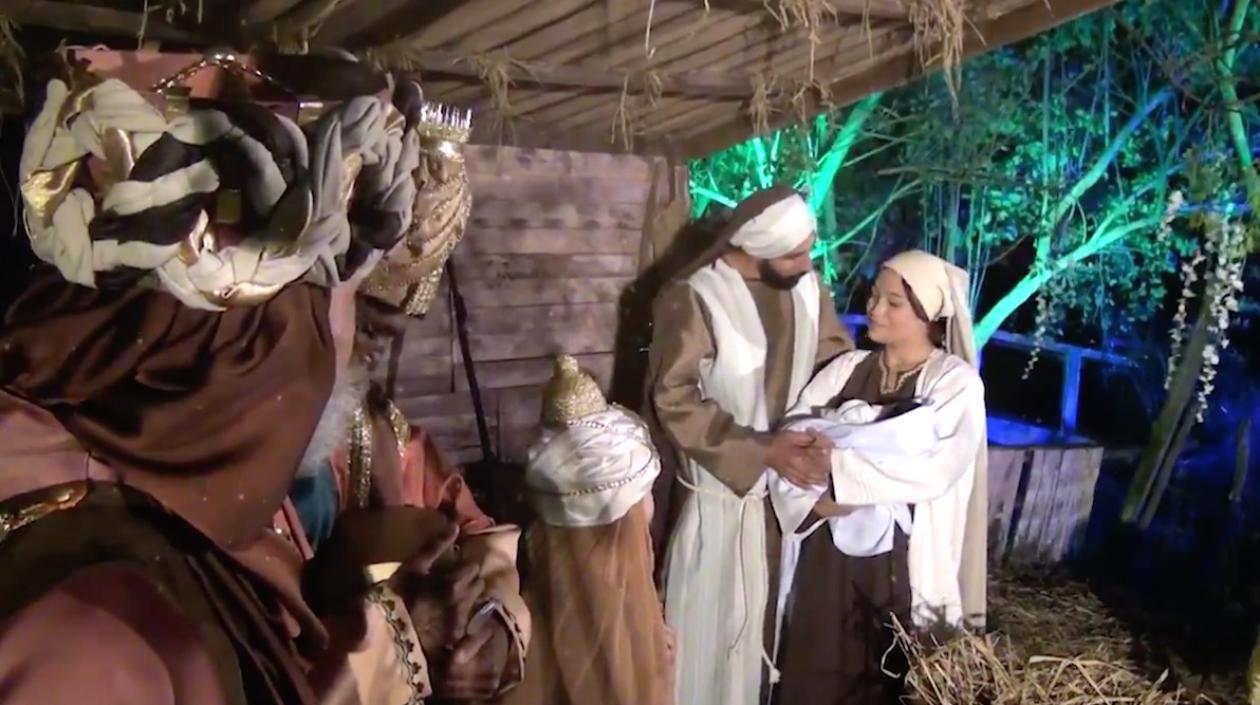 Escenificación de la llegada de los Reyes Magos.