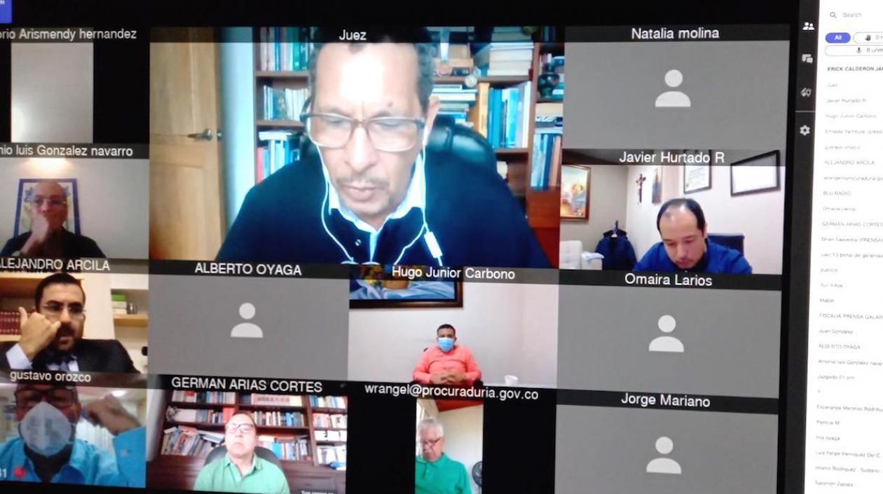 El Juez Crisanto Rhenals presidiendo la corta audiencia en la mañana de hoy.