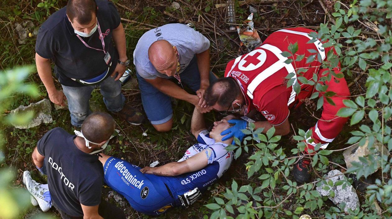 Remco Evenenpoel el día de su caída. 