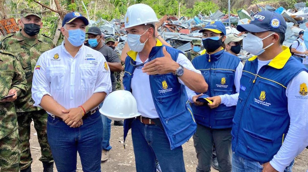 El Presidente Iván Duque durante su visita a la isla de Providencia.