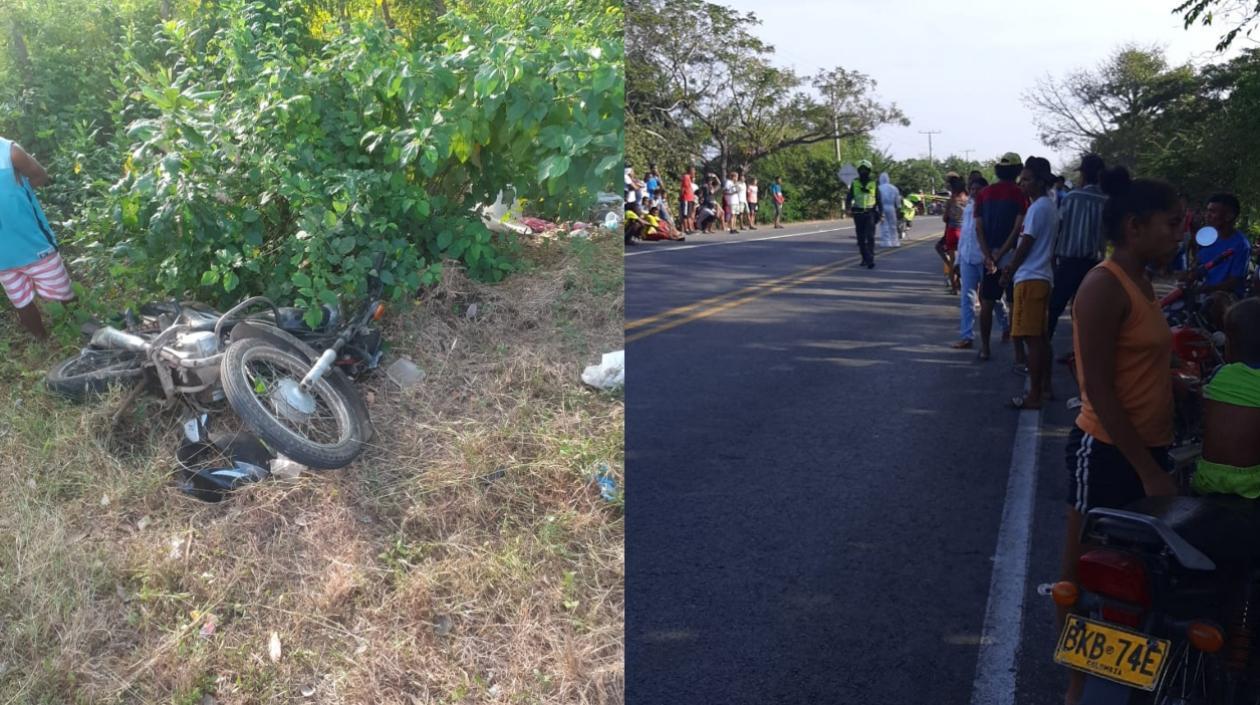Aspecto del lugar del accidente en la Vía Oriental. 