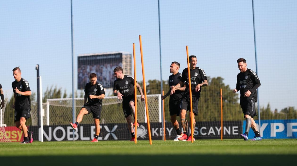 Lionel Messi durante el entrenamiento. 
