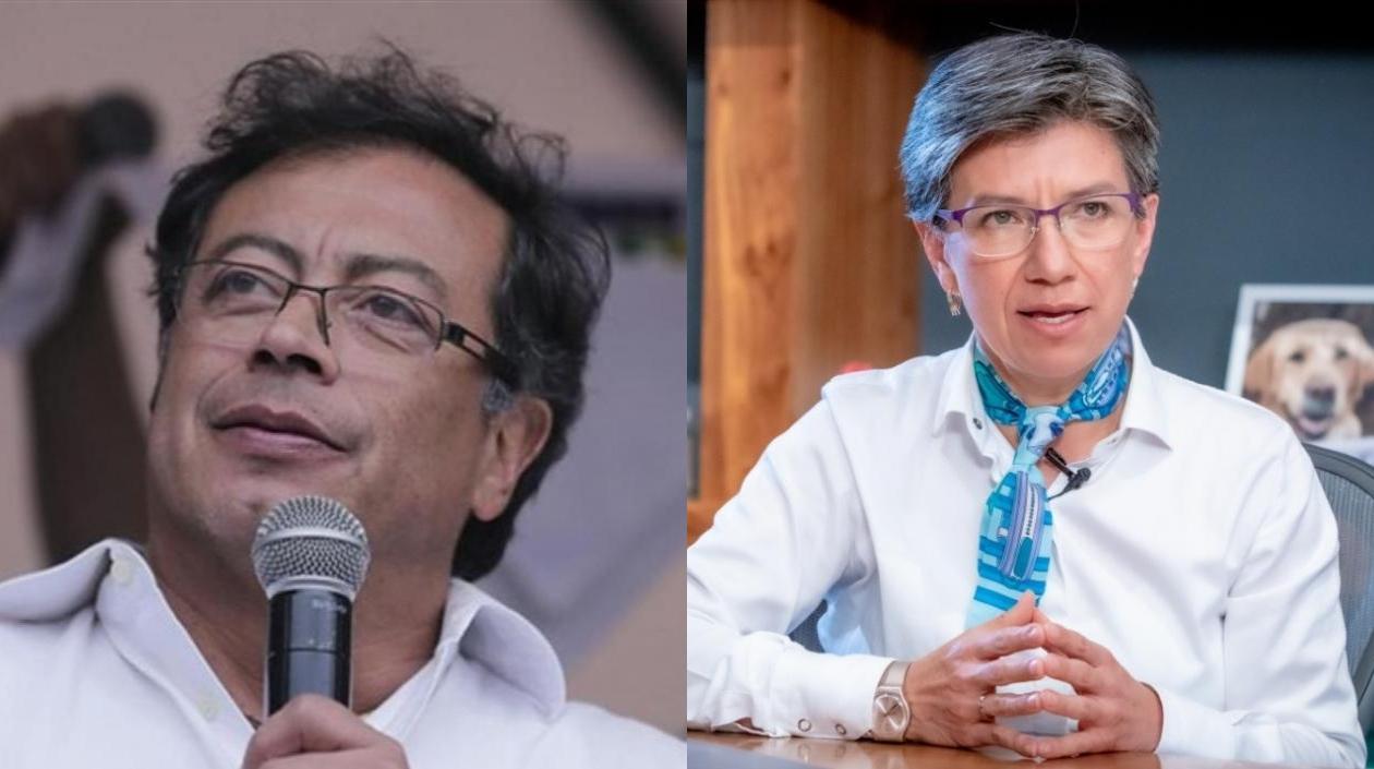 El senador Gustavo Petro y la Alcaldesa Claudia López.